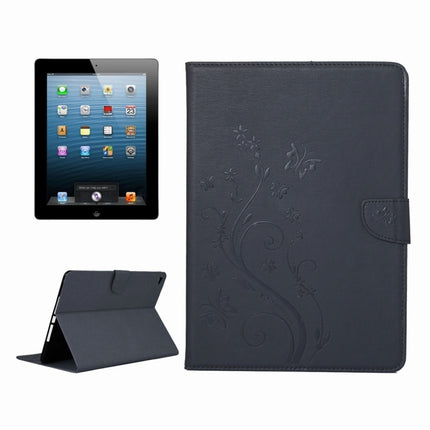 For iPad Air Pressed Flowers Butterfly Pattern Horizontal Flip PU Leather Case with Magnetic Buckle & Holder & Card Slots & Wallet(Black)-garmade.com