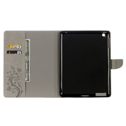 For iPad 4 Pressed Flowers Butterfly Pattern Horizontal Flip PU Leather Case with Magnetic Buckle & Holder & Card Slots & Wallet(Grey)-garmade.com