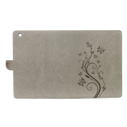 For iPad 4 Pressed Flowers Butterfly Pattern Horizontal Flip PU Leather Case with Magnetic Buckle & Holder & Card Slots & Wallet(Grey)-garmade.com