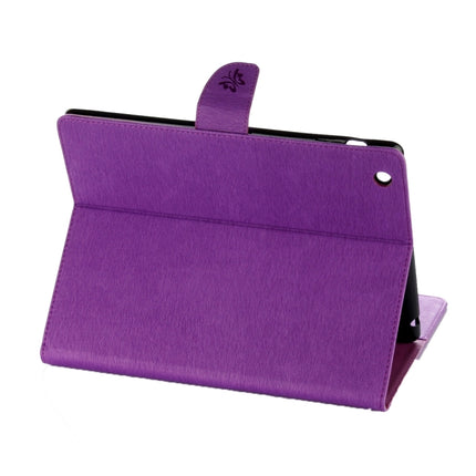 For iPad 4 Pressed Flowers Butterfly Pattern Horizontal Flip PU Leather Case with Magnetic Buckle & Holder & Card Slots & Wallet(Purple)-garmade.com