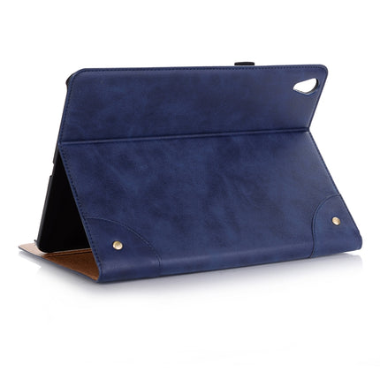 Retro Book Style Horizontal Flip PU Leather Case for iPad Pro 12.9 inch (2018), with Holder & Card Slots & Wallet (Navy Blue)-garmade.com