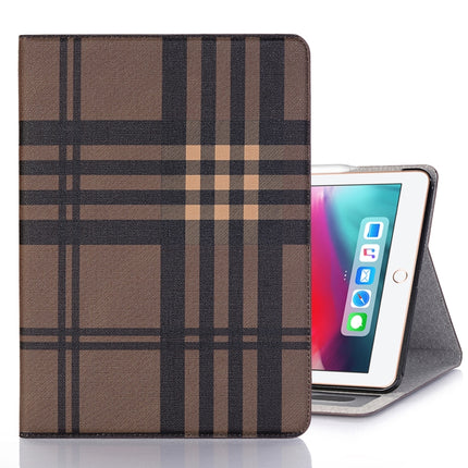 Plaid Texture Horizontal Flip PU Leather Case for iPad Pro 12.9 inch (2018), with Holder & Card Slots & Wallet (Coffee)-garmade.com