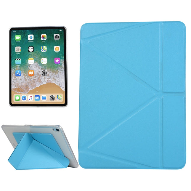 PU Leather Case for iPad Pro 11 inch (2018), with Multi-folding Holder & Sleep / Wake-up Function(Lake Blue)-garmade.com