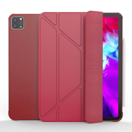 Multi-folding TPU Leather Tablet Case for iPad Pro 11 2022 / 2021 / 2020 / 2018 (Red)-garmade.com