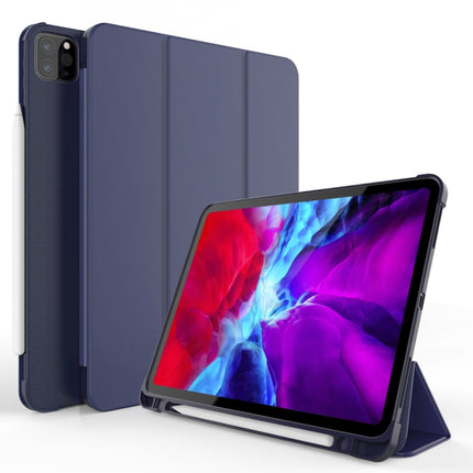 Three-folding Shockproof TPU Protective Case for iPad Pro 11 inch (2018) / (2020), with Holder & Pen Slot(Dark Blue)-garmade.com