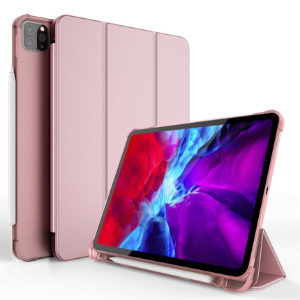 Three-folding Shockproof TPU Protective Case for iPad Pro 11 inch (2018) / (2020), with Holder & Pen Slot(Rose Gold)-garmade.com