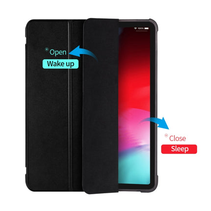 Three-folding Shockproof TPU Protective Case for iPad Pro 11 inch (2018) / (2020), with Holder & Pen Slot(Red)-garmade.com