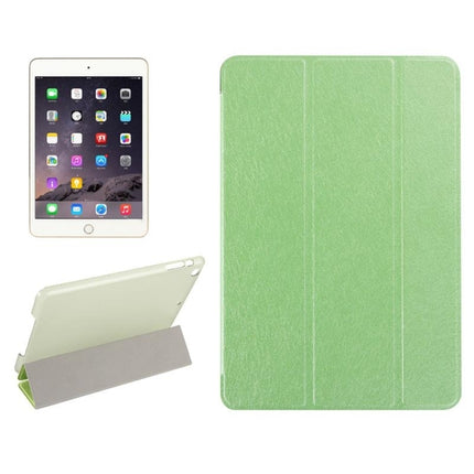 Silk Texture Horizontal Flip Leather Case with Three-Folding Holder for iPad Mini 2019 (Green)-garmade.com