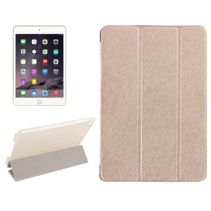 Silk Texture Horizontal Flip Leather Case with Three-Folding Holder for iPad Mini 2019 (Gold)-garmade.com