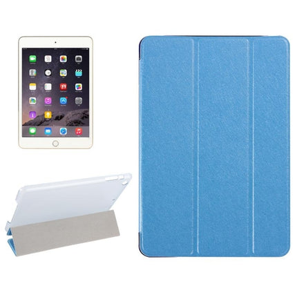 Silk Texture Horizontal Flip Leather Case with Three-Folding Holder for iPad Mini 2019 (Blue)-garmade.com