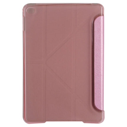 Transformers Style Silk Texture Horizontal Flip Solid Color Leather Case with Holder for iPad Mini 2019(Pink)-garmade.com
