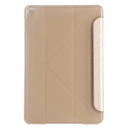 Transformers Style Silk Texture Horizontal Flip Solid Color Leather Case with Holder for iPad Mini 2019 (Gold)-garmade.com