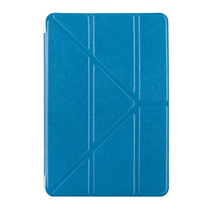 Transformers Style Silk Texture Horizontal Flip Solid Color Leather Case with Holder for iPad Mini 2019 (Blue)-garmade.com