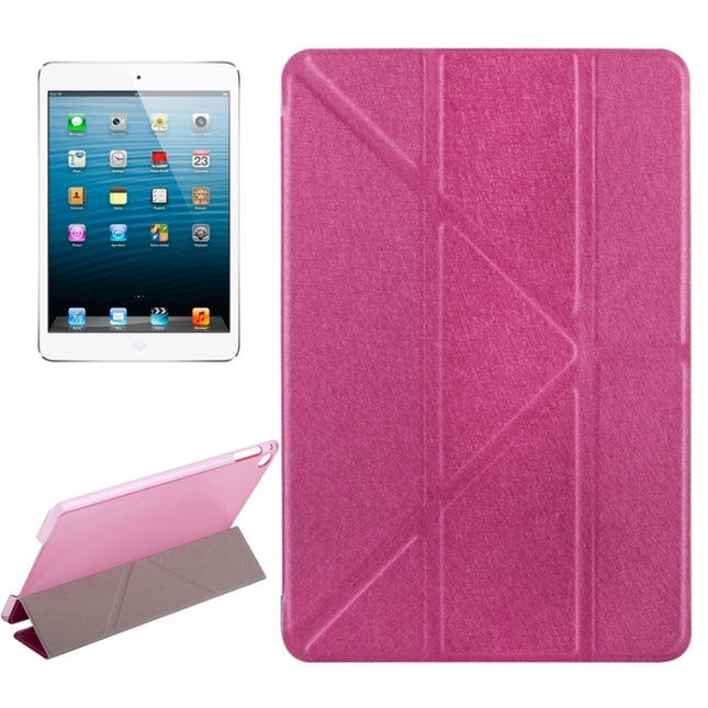 Transformers Style Silk Texture Horizontal Flip Solid Color Leather Case with Holder for iPad Mini 2019 (Magenta)-garmade.com