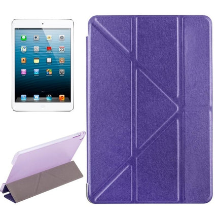 Transformers Style Silk Texture Horizontal Flip Solid Color Leather Case with Holder for iPad Mini 2019 (Purple)-garmade.com