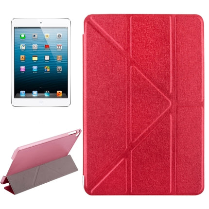 Transformers Style Silk Texture Horizontal Flip Solid Color Leather Case with Holder for iPad Mini 2019 (Red)-garmade.com