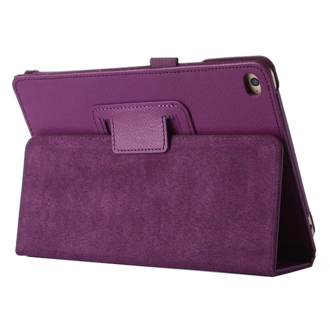 Litchi Texture Horizontal Flip PU Leather Protective Case with Holder for iPad Mini 2019 (Purple)-garmade.com