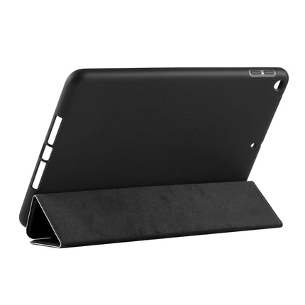 PU Plastic Bottom Case Foldable Deformation Left and Right Flip Leather Case with Three Fold Bracket & Smart Sleep for iPad mini 2019 (Black)-garmade.com