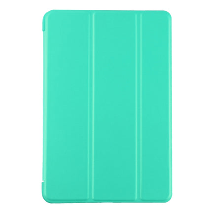 PU Plastic Bottom Case Foldable Deformation Left and Right Flip Leather Case with Three Fold Bracket & Smart Sleep for iPad mini 2019 (Mint Green)-garmade.com