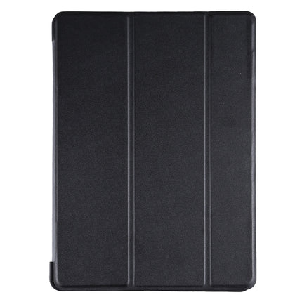 PU Plastic Bottom Case Foldable Deformation Left and Right Flip Leather Case with Three Fold Bracket & Smart Sleep for iPad Air3 2019(Black)-garmade.com