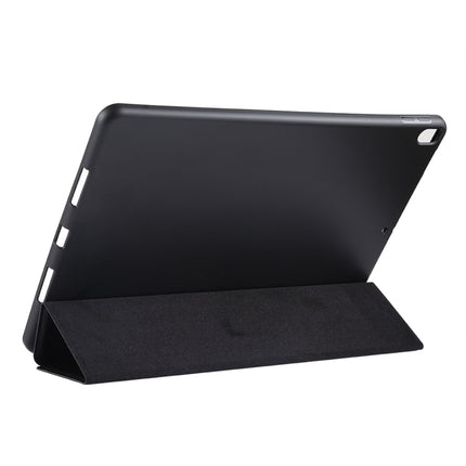 PU Plastic Bottom Case Foldable Deformation Left and Right Flip Leather Case with Three Fold Bracket & Smart Sleep for iPad Air3 2019(Black)-garmade.com