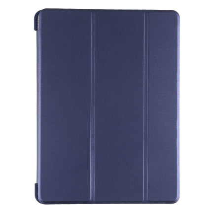 PU Plastic Bottom Case Foldable Deformation Left and Right Flip Leather Case with Three Fold Bracket & Smart Sleep for iPad Air3 2019(Blue)-garmade.com