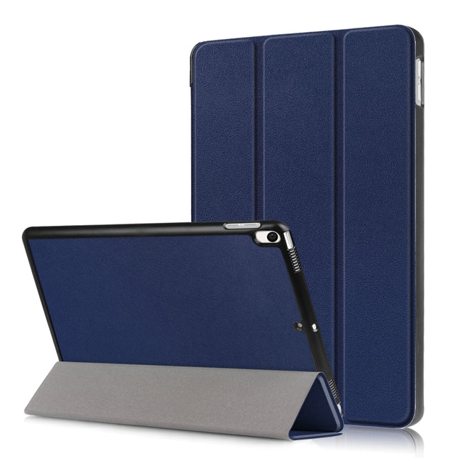 Custer Texture Horizontal Flip Leather Case for iPad Air 2019 10.5 inch, with Three-folding Holder & Sleep / Wake-up Function (Dark Blue)-garmade.com