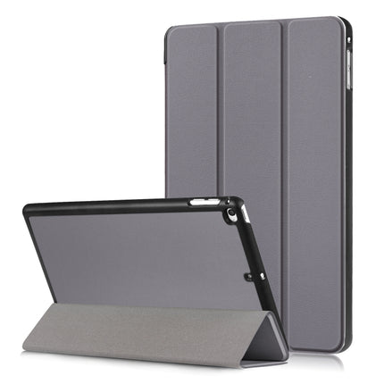 Custer Texture Horizontal Flip Leather Case for iPad Mini 2019 & Mini 4, with Three-folding Holder & Sleep / Wake-up Function (Grey)-garmade.com