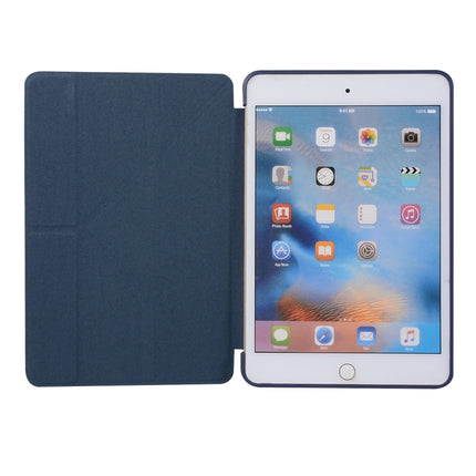 Honeycomb TPU Bottom Case Horizontal Deformation Flip Leather Case for iPad Mini 2019，with Holder (Dark Blue)-garmade.com