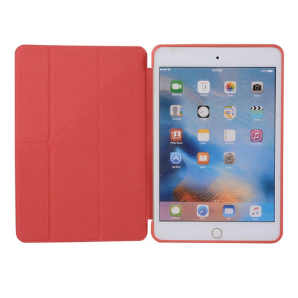 Honeycomb TPU Bottom Case Horizontal Deformation Flip Leather Case for iPad Mini 2019，with Holder (Red)-garmade.com
