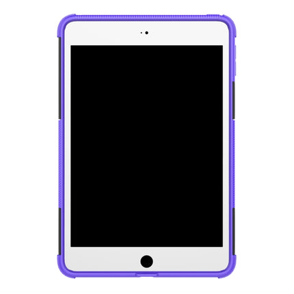 Tire Texture TPU+PC Shockproof Case for iPad Mini 2019, with Holder (Purple)-garmade.com