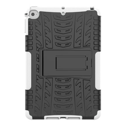 Tire Texture TPU+PC Shockproof Case for iPad Mini 2019, with Holder (White)-garmade.com