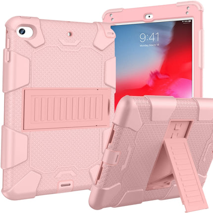 Shockproof Two-color Silicone Protection Shell for iPad Mini 2019 & 4, with Holder (Rose Gold)-garmade.com