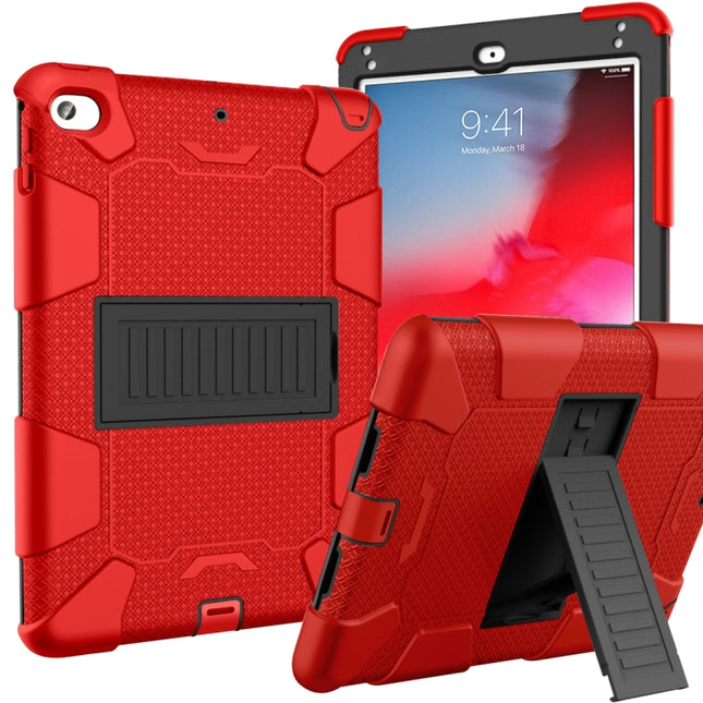 Shockproof Two-color Silicone Protection Shell for iPad Mini 2019 & 4, with Holder (Red+Black)-garmade.com