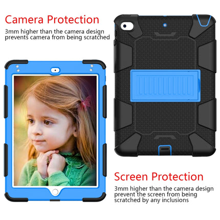 Shockproof Two-color Silicone Protection Shell for iPad Mini 2019 & 4, with Holder (Black+Blue)-garmade.com