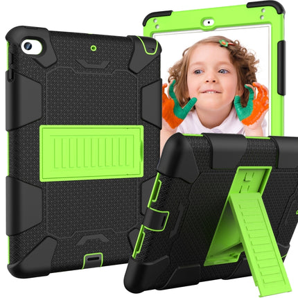 Shockproof Two-color Silicone Protection Shell for iPad Mini 2019 & 4, with Holder (Black+Yellow-green)-garmade.com