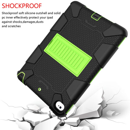 Shockproof Two-color Silicone Protection Shell for iPad Mini 2019 & 4, with Holder (Black+Yellow-green)-garmade.com