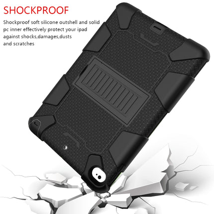Shockproof Two-color Silicone Protection Shell for iPad Mini 2019 & 4, with Holder (Black)-garmade.com