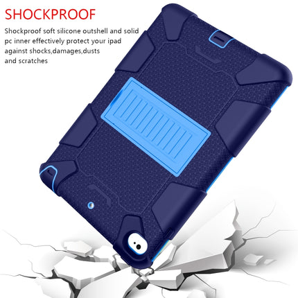 Shockproof Two-color Silicone Protection Shell for iPad Mini 2019 & 4, with Holder (Navy Blue+Blue)-garmade.com