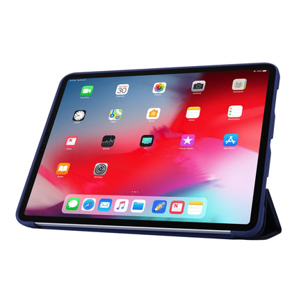 For iPad Pro 11 (2020) PC + PU Leather Tablet Case with Three-folding Holder(Navy Blue)-garmade.com