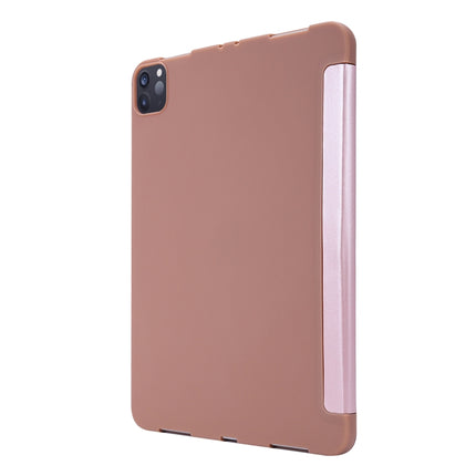 For iPad Pro 11 (2020) PC + PU Leather Tablet Case with Three-folding Holder(Rose Gold)-garmade.com