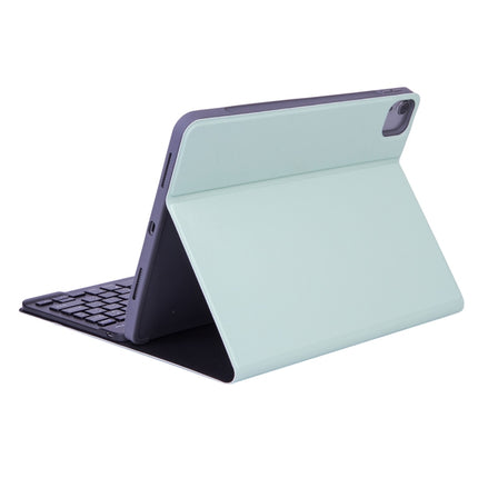 X-11B Skin Plain Texture Detachable Bluetooth Keyboard Tablet Case for iPad Pro 11 inch 2020 / 2018, with Pen Slot (Green)-garmade.com