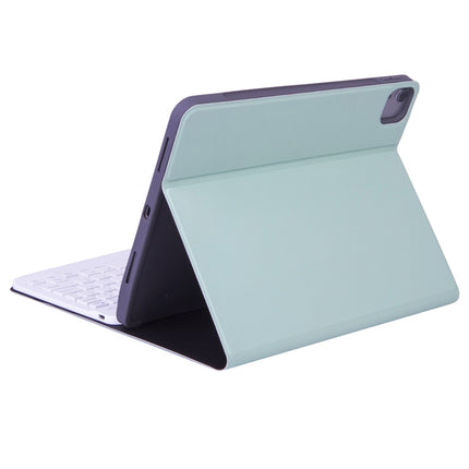 X-11B Skin Plain Texture Detachable Bluetooth Keyboard Tablet Case for iPad Pro 11 inch 2020 / 2018, with Pen Slot (Green)-garmade.com