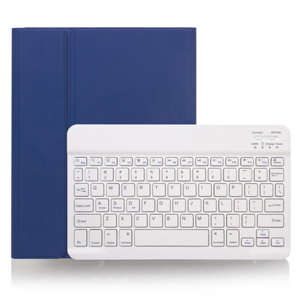 X-11B Skin Plain Texture Detachable Bluetooth Keyboard Tablet Case for iPad Pro 11 inch 2020 / 2018, with Pen Slot (Blue)-garmade.com