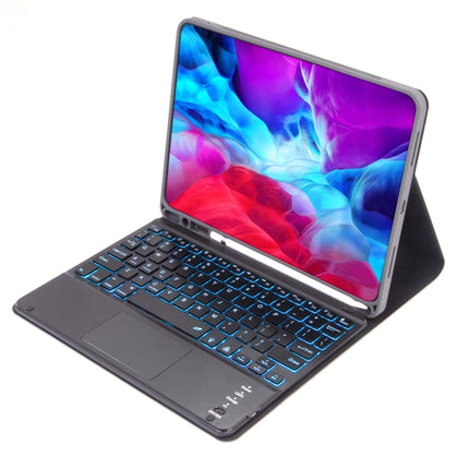 X-11BCS Skin Plain Texture Detachable Bluetooth Keyboard Tablet Case for iPad Pro 11 inch 2020 / 2018, with Touchpad & Pen Slot & Backlight (Blue)-garmade.com