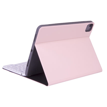 X-11BS Skin Plain Texture Detachable Bluetooth Keyboard Tablet Case for iPad Pro 11 inch 2020 / 2018, with Pen Slot & Backlight (Pink)-garmade.com