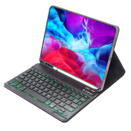 X-11BS Skin Plain Texture Detachable Bluetooth Keyboard Tablet Case for iPad Pro 11 inch 2020 / 2018, with Pen Slot & Backlight (Black)-garmade.com