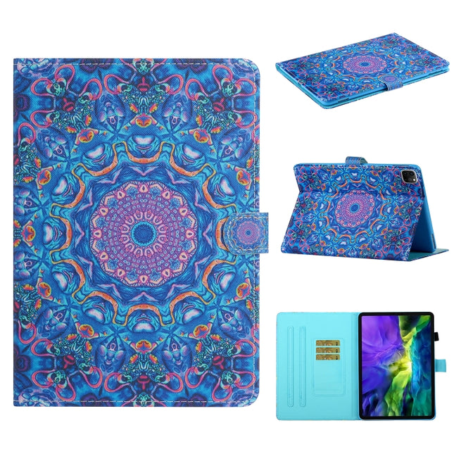 For iPad 11 Pro (2020) Painted Flower Totem Car Line TPU Horizontal Flip Leather Tablet Case with Holder & Card Slot & Sleep / Wake-up Function(Blue)-garmade.com