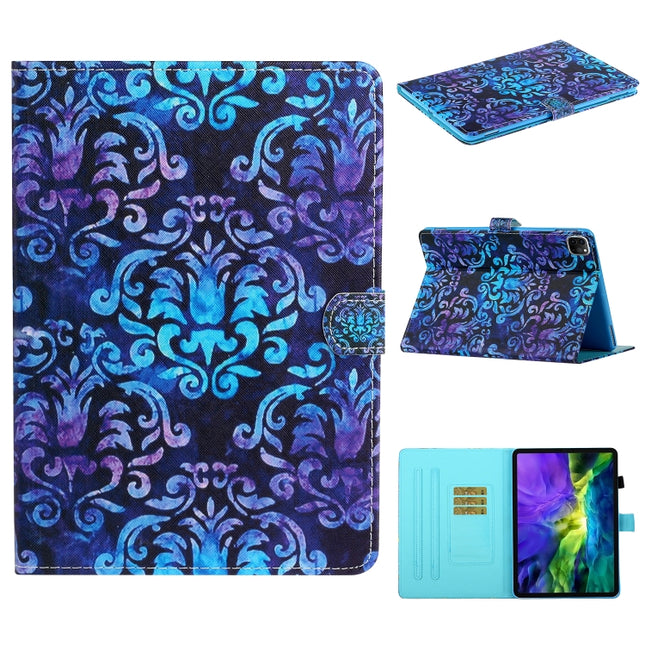 For iPad 11 Pro (2020) Painted Flower Totem Car Line TPU Horizontal Flip Leather Tablet Case with Holder & Card Slot & Sleep / Wake-up Function(Black Blue)-garmade.com