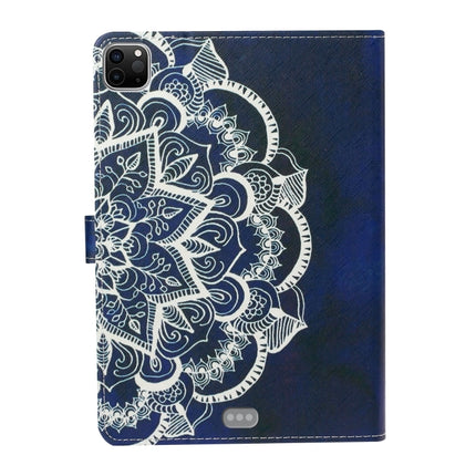 For iPad 11 Pro (2020) Painted Flower Totem Car Line TPU Horizontal Flip Leather Tablet Case with Holder & Card Slot & Sleep / Wake-up Function(White Blue)-garmade.com